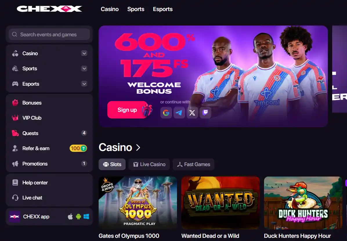 واجهة CHEXX الرئيسية